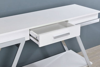 Furniture of America Titus White/Chrome Contemporary Sofa Table Model CM4193WH-S