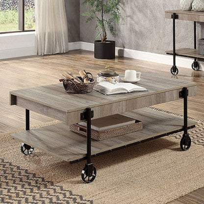 Furniture of America Lobb Natural Tone/Black Industrial Coffee Table Model CM4217A-C