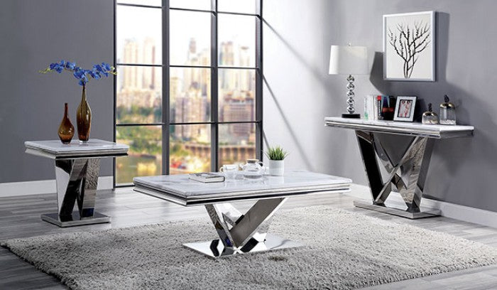 Furniture of America Villarsglane Chrome Glam End Table Model CM4284E-TABLE