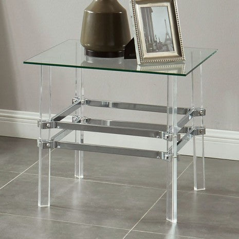 Furniture of America Trofa Chrome Contemporary End Table Model CM4351E