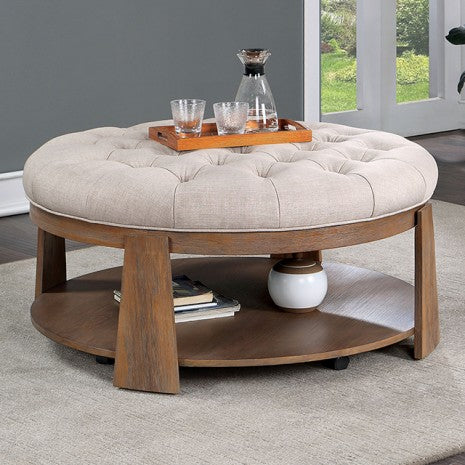 Furniture of America Guis Natural Tone/Beige Transitional Ottoman Model CM4411BG-C