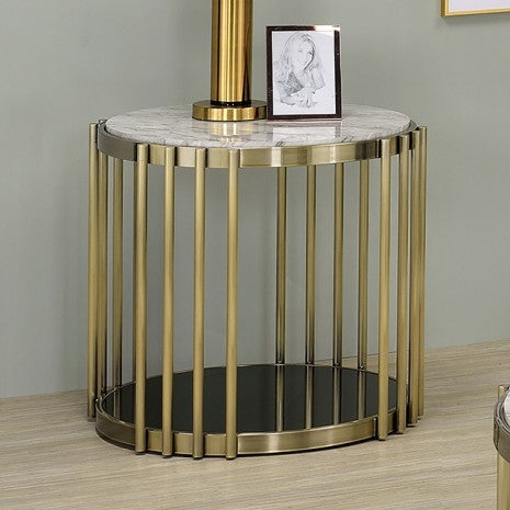 Furniture of America Ofelia Antique Brass/Black Glam End Table Model CM4558E