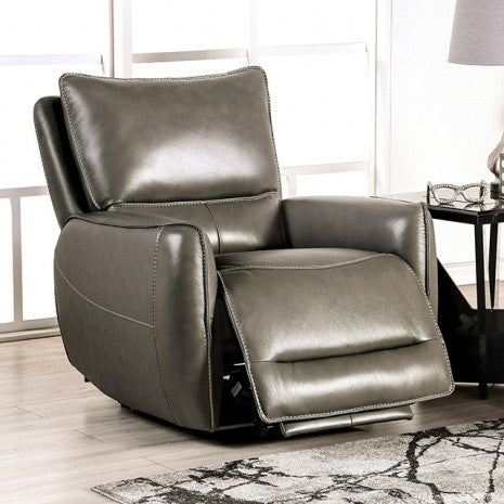 Furniture of America Phineas Gray Transitional Power Recliner Model CM9921GY-CH-PM