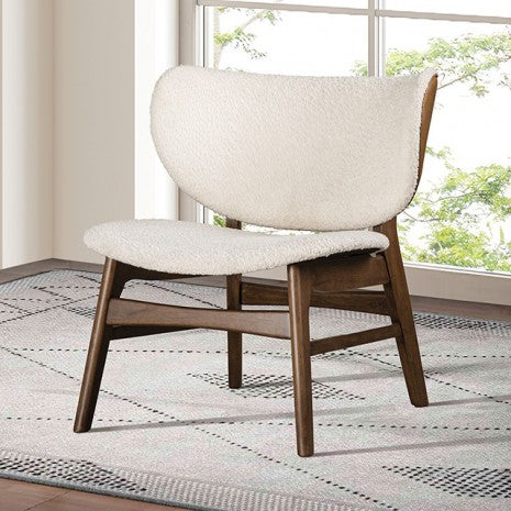 Furniture of America Spiez Walnut/Beige Mid-Century Modern Accent Chair Model FM-AC202WN