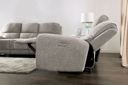 Furniture of America Morcote Light Gray Transitional Power Recliner Model FM62001LG-CH-PM
