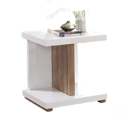 Furniture of America Moa White/Natural Tone Contemporary End Table Model FOA4495E