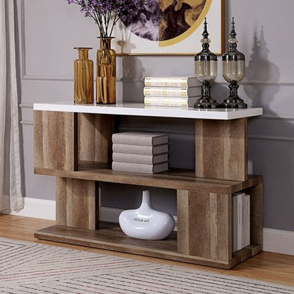 Furniture of America Majken White/Natural Tone Contemporary Sofa Table Model FOA4496S