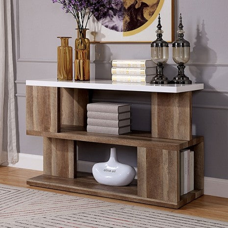 Furniture of America Majken White/Natural Tone Contemporary Sofa Table Model FOA4496S
