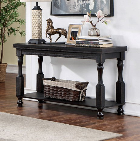 Furniture of America Calandra Antique Black Rustic Sofa Table Model FOA4908BK-S