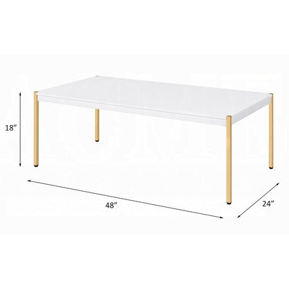 ACME Otrac White & Gold Coffee Table Model LV00034
