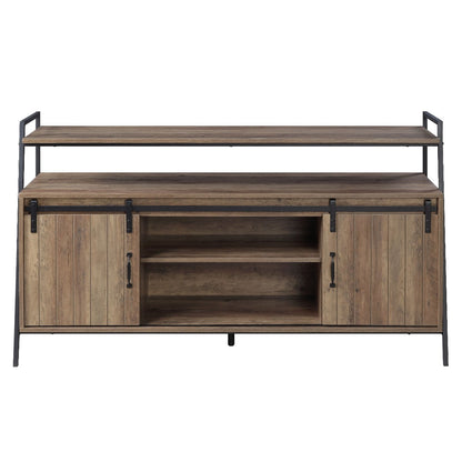 ACME Rashawn Rustic Oak & Black TV Stand Model LV00152