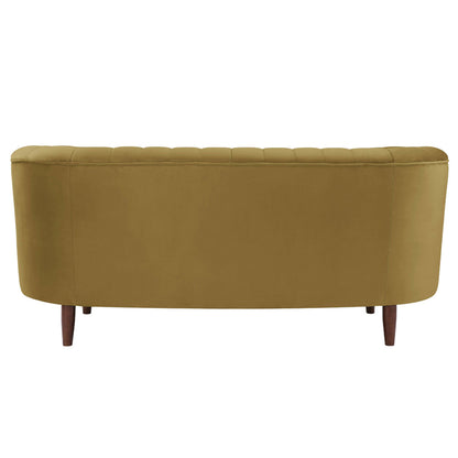 ACME Millephri Olive Yellow Velvet Loveseat Model LV00164