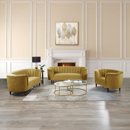 ACME Millephri Olive Yellow Velvet Loveseat Model LV00164