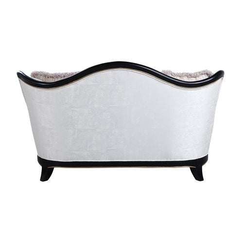 ACME Nurmive Beige Fabric Loveseat with 6 Pillows Model LV00252