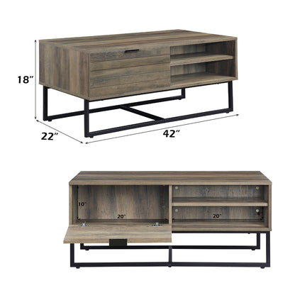 ACME Homare Rustic Oak & Black Coffee Table Model LV00323