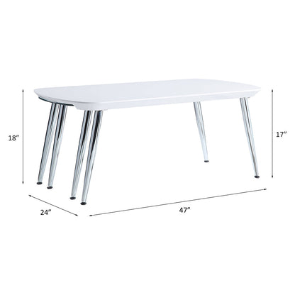 ACME Patina White & Chrome Coffee Table Model LV00363