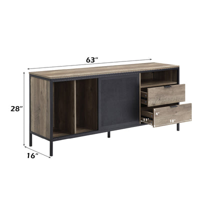 ACME Nantan Rustic Oak & Black TV Stand Model LV00405