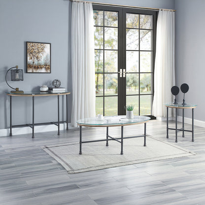 ACME Brantley Clear Glass & Sandy Gray Sofa Table Model LV00437