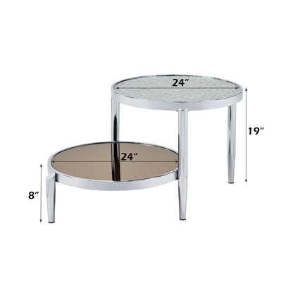 ACME Abbe Glass & Chrome Coffee Table Model LV00572