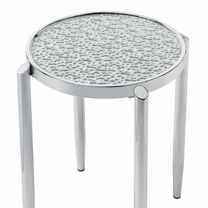 ACME Abbe Glass & Chrome End Table Model LV00573