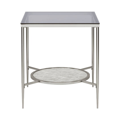 ACME Adelrik Glass & Chrome End Table Model LV00575