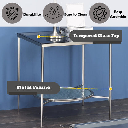 ACME Adelrik Glass & Chrome End Table Model LV00575