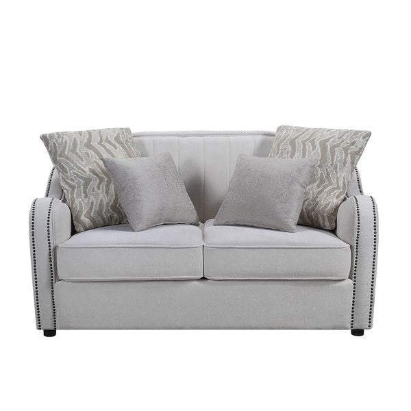 ACME Mahler Beige Linen Loveseat with 4 Pillows Model LV00579