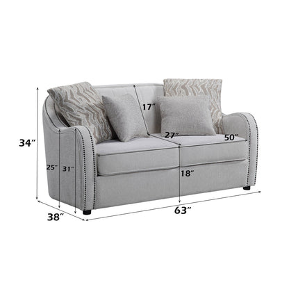 ACME Mahler Beige Linen Loveseat with 4 Pillows Model LV00579