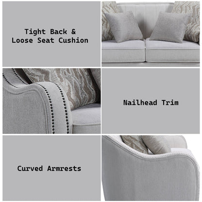 ACME Mahler Beige Linen Loveseat with 4 Pillows Model LV00579