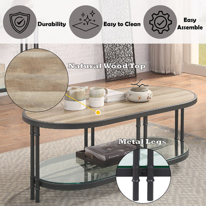 ACME Brantley Oak & Sandy Black Coffee Table Model LV00751