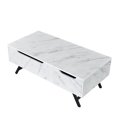 ACME Throm White Marble Grain Coffee Table with Lift Top Model LV00830
