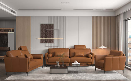 ACME Tussio Saddle Tan Top Grain Leather Sofa with 5 Pillows Model LV00943