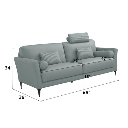 ACME Tussio Watery Top Grain Leather Loveseat with 5 Pillows Model LV00947