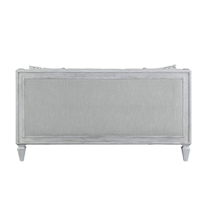 ACME Katia Light Gray Linen & Weathered White Loveseat with 2 Pillows Model LV01050