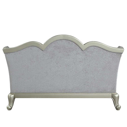 ACME Qunsia Light Gray Linen & Champagne Loveseat with 4 Pillows Model LV01118