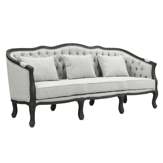 ACME Samael Gray Linen & Dark Brown Sofa with 3 Pillows Model LV01127