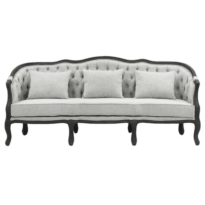 ACME Samael Gray Linen & Dark Brown Sofa with 3 Pillows Model LV01127