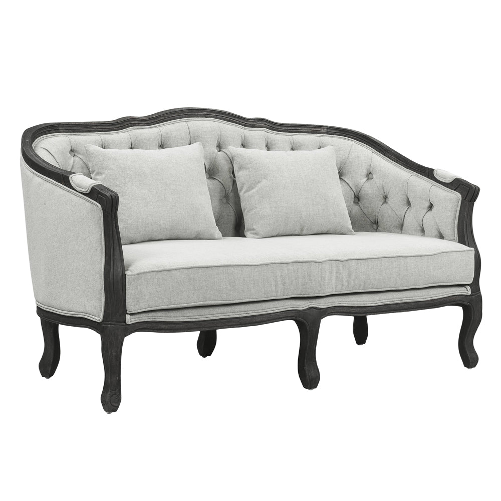 ACME Samael Gray Linen & Dark Brown Loveseat with 2 Pillows Model LV01128