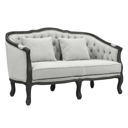 ACME Samael Gray Linen & Dark Brown Loveseat with 2 Pillows Model LV01128