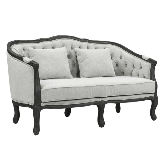 ACME Samael Gray Linen & Dark Brown Loveseat with 2 Pillows Model LV01128