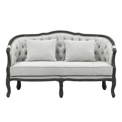 ACME Samael Gray Linen & Dark Brown Loveseat with 2 Pillows Model LV01128