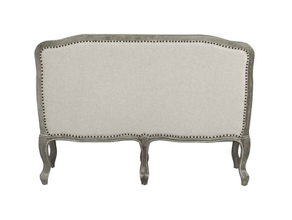 ACME Tania Cream Linen & Brown Loveseat with 2 Pillows Model LV01131