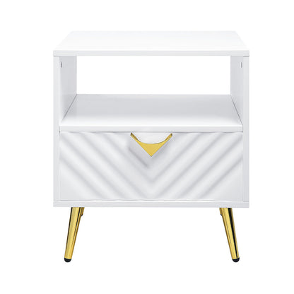 ACME Gaines White High Gloss End Table Model LV01140