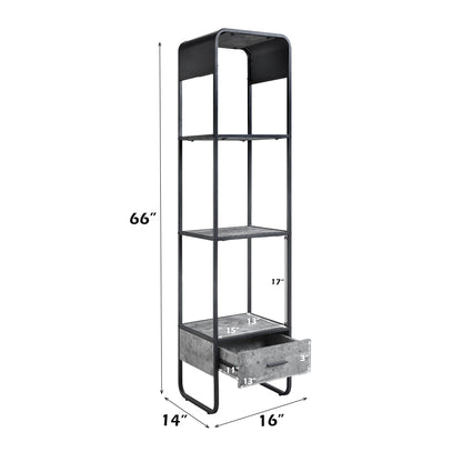 ACME Raziela Concrete Gray & Black TV Stand Side Pier Model LV01144