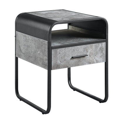 ACME Raziela Concrete Gray & Black End Table Model LV01147