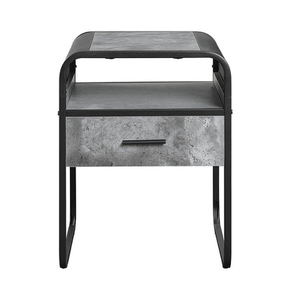 ACME Raziela Concrete Gray & Black End Table Model LV01147