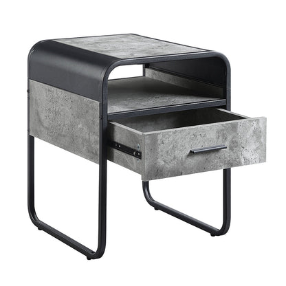 ACME Raziela Concrete Gray & Black End Table Model LV01147