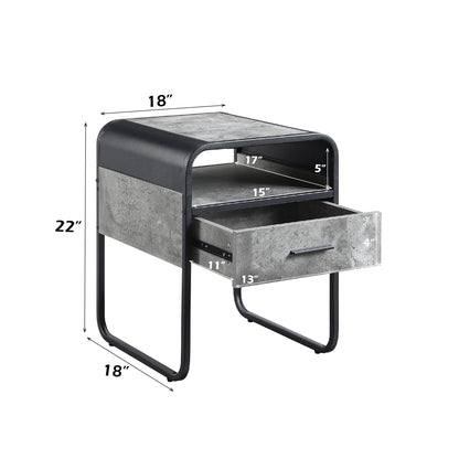 ACME Raziela Concrete Gray & Black End Table Model LV01147