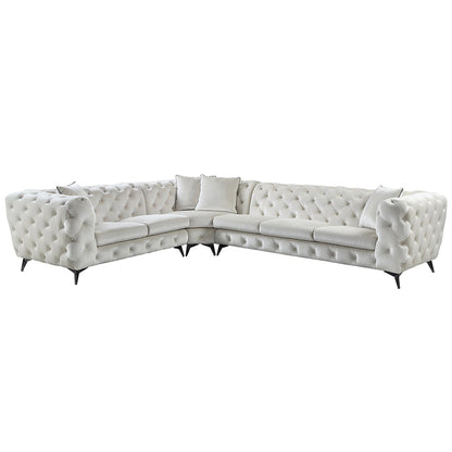 ACME Atronia Beige Fabric Sectional Sofa with 4 Pillows Model LV01160