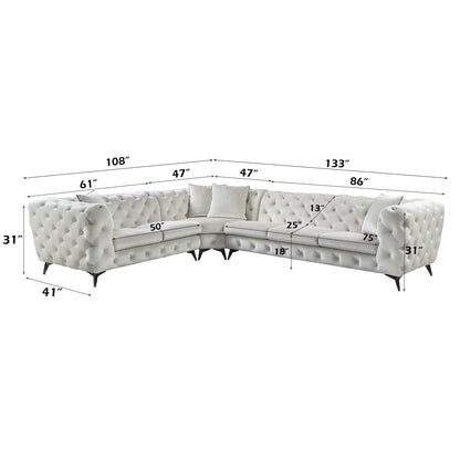 ACME Atronia Beige Fabric Sectional Sofa with 4 Pillows Model LV01160